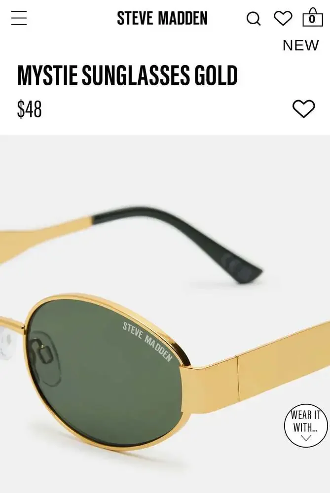 Steve Madden MYSTIE Shiny‎ Gold Frame Oval Sunglasses NWT